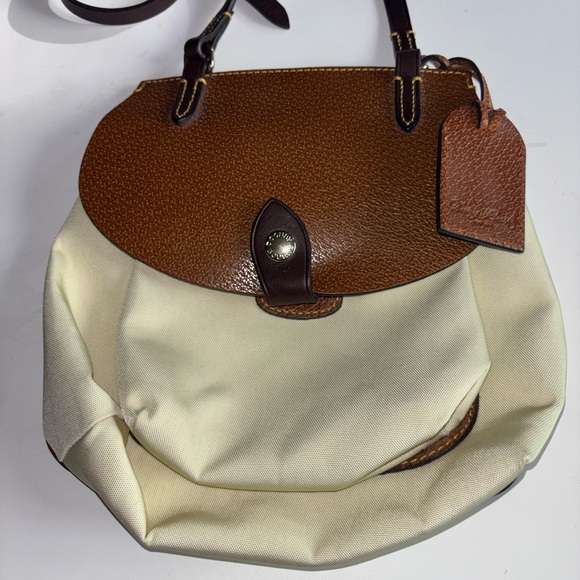 Dooney & Bourke Handbags - Vintage Dooney and Bourke Leather and Nylon Crossbody Bag offwhite/brown NWOT